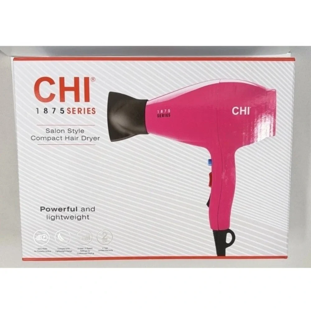 CHI 1875 Series Pink Salon Style‎ Compact Hair Dryer Powerful and Light Weight
